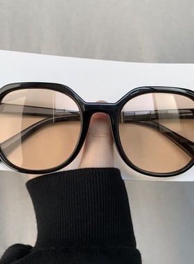 素颜神器黑框茶色太阳眼镜大脸显瘦女韩版时尚黄色墨镜防紫外线男