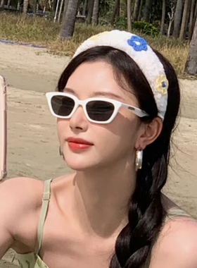 韩版猫眼白色墨镜小脸防晒男女