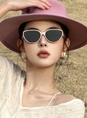 圆脸白色偏光太阳眼镜显瘦高级感