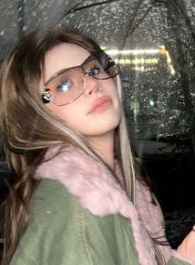 千禧年Y2K辣妹白水银镶钻墨镜女