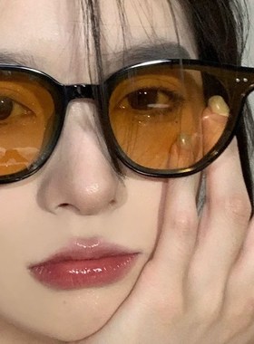 橘色墨镜圆脸显瘦时尚百搭网红同款偏光绿色太阳眼镜防紫外线男女