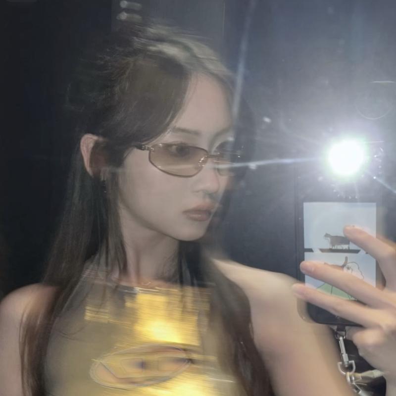 新款千禧年Y2K飞行员式茶色墨镜