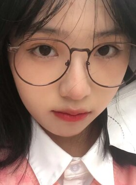 可爱萌妹小框茶色眼镜男女配近视复古百搭精美装饰凹造型金属框架