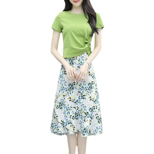 RM10026#夏装新款碎花雪纺连衣裙两件套法式显瘦气质女生范