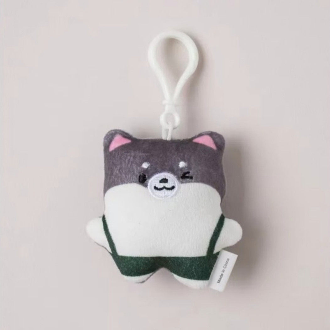 韩国Daiso大创可爱狗狗哈士奇毛绒玩具挂件挂饰包包钥匙扣