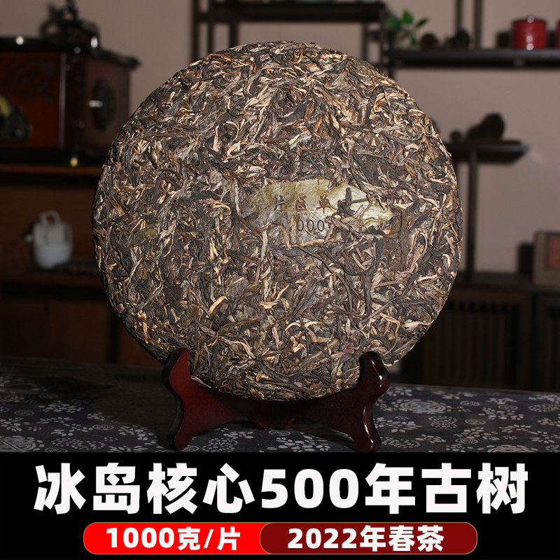 2022年冰岛大饼 500年古树普洱茶生茶 一公斤大饼 花香馥郁冰糖甜