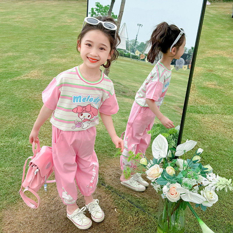英国Tizym女童夏装套装2026新款夏季女宝宝短袖衣服儿童运动纯棉
