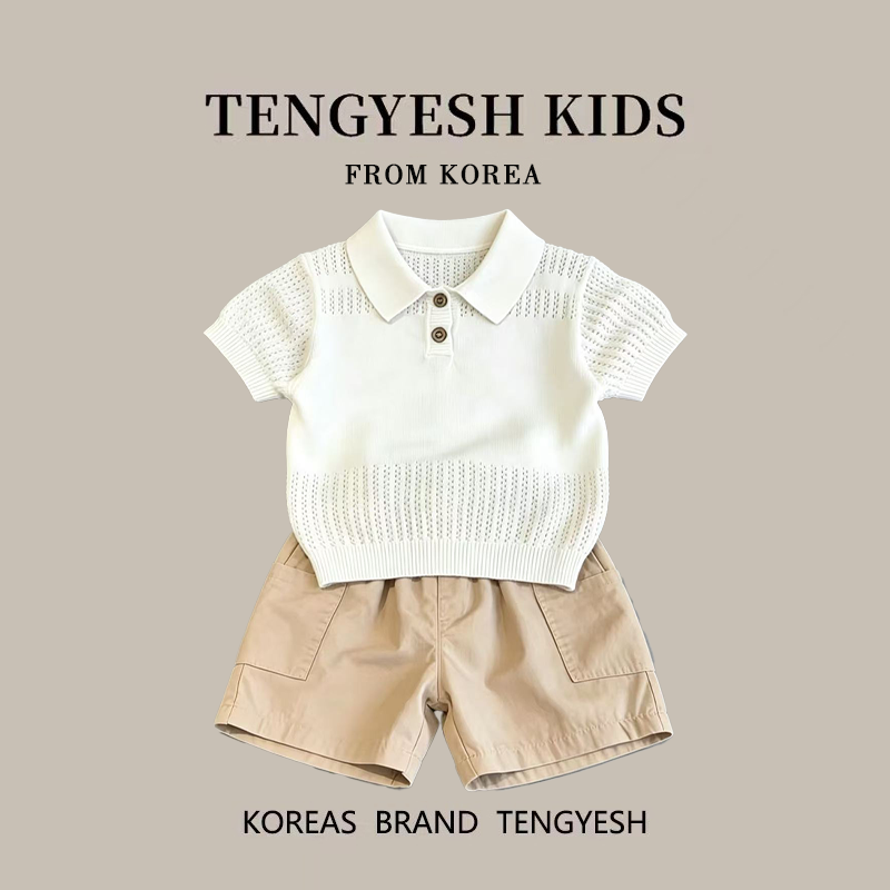 韩国TENGYESH男童T恤夏季短袖新款男宝宝韩版衣服休闲POLO针织衫