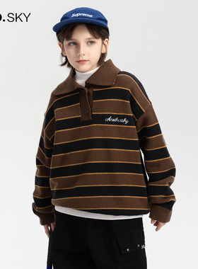 anothersky 男童秋冬针织加厚polo衫毛衣2025新款儿童学院风上衣