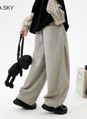 anothersky男童裤子秋冬加绒运动裤2025新款儿童直筒加厚保暖卫裤