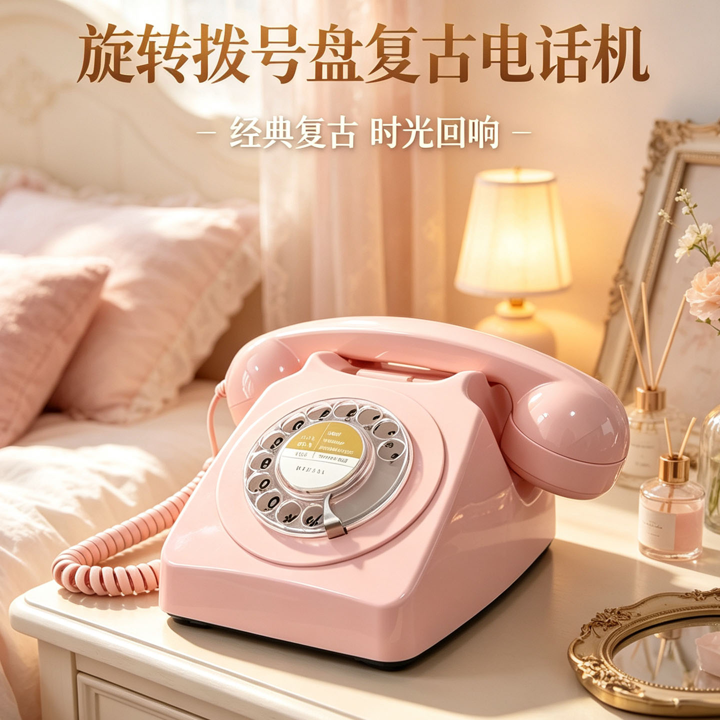金顺迪欧式机械铃铛仿古电话机美式复古老旋转盘拨号红蓝多色可选
