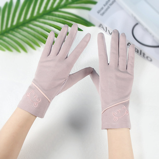 夏季 开车防晒手套可爱女学生薄棉布弹力防滑可触屏骑电车遮阳春秋