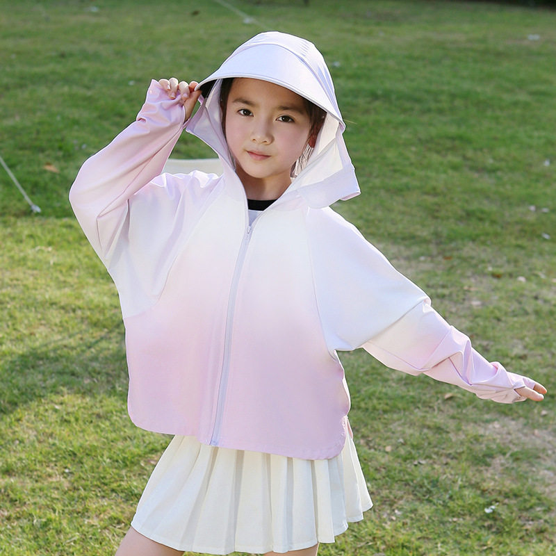 男女儿童户外运动防晒衣夏季新款连帽拉链防晒服薄款防紫外线外套