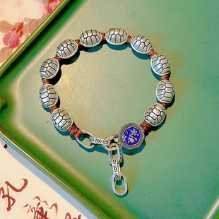 新款富甲一方龟壳手链藏银男女款转运复古手工编织古法手链直播