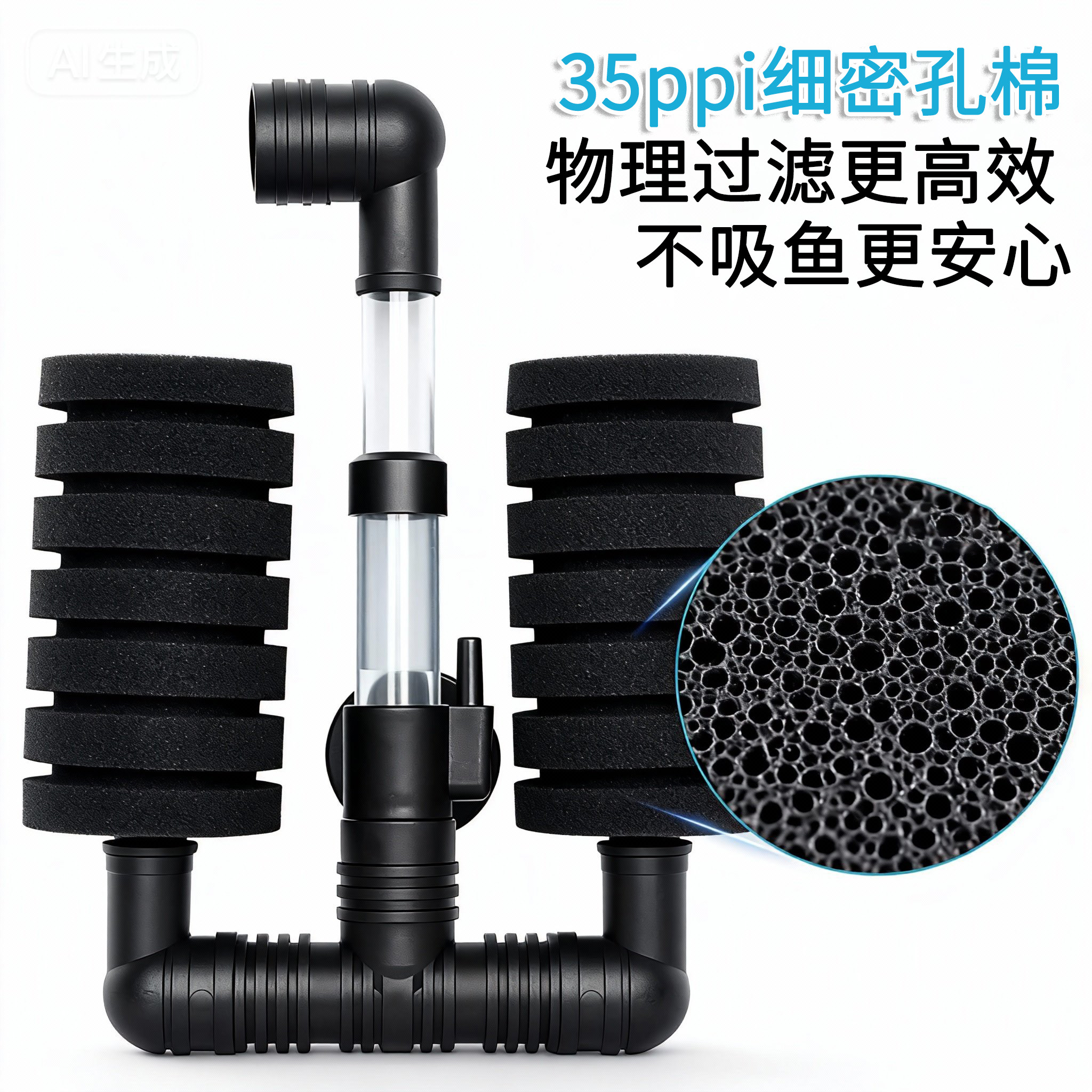 小型迷你水妖精过滤器三合一大反气举吸鱼便鱼缸过滤器气动吸便器