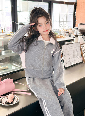 LAVI女童套装春秋季新款百搭外套宽松阔腿裤时尚儿童春装两件套装