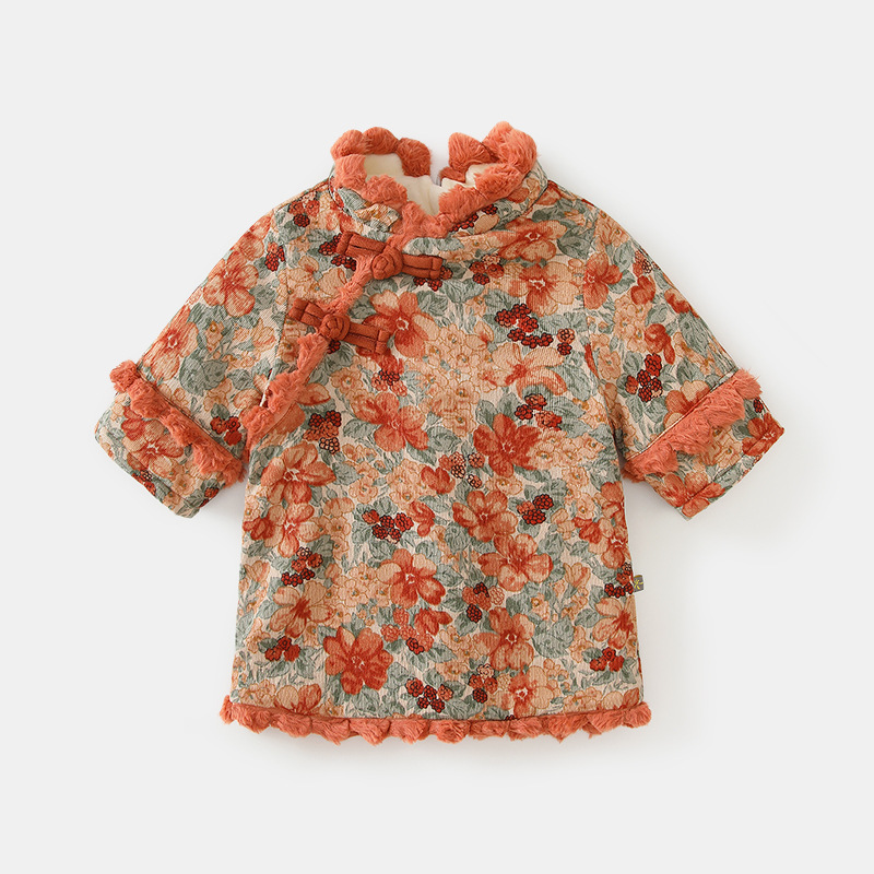 本印苏拉女秋冬婴幼童加绒连衣裙