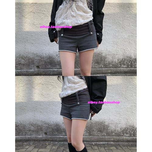 eihey诶嘿夏季时髦百搭修身针织短裤翻遍显瘦休闲毛边辣妹热裤女