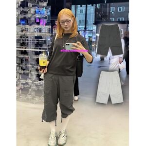 eihey诶嘿26新款韩系穿搭复古口袋抽绳褶皱休闲宽松百搭七分裤女