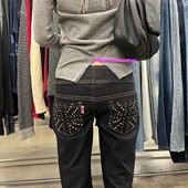 宽松拖地长裤 eihey诶嘿Jennie同款 重工钉珠复古水洗直筒牛仔裤 女