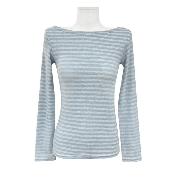 thumbnail for eihey hey autumn new versatile niche girl striped color-blocking long-sleeved T-shirt slim top girl