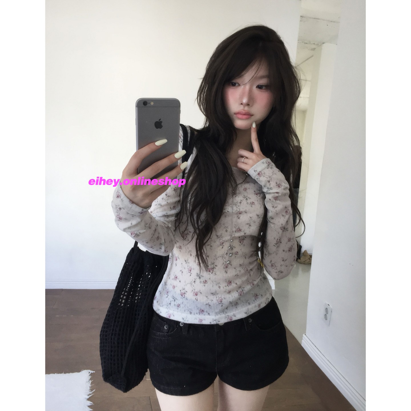 韩系小碎花薄款打底衫长袖上衣女图片