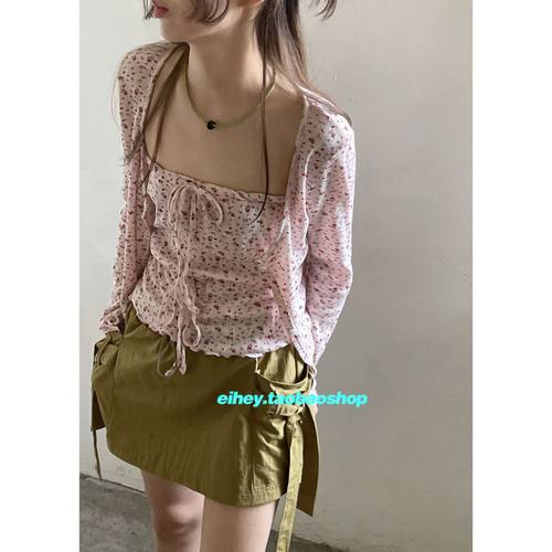 eihey诶嘿抹胸+碎花开衫外套