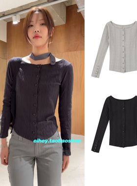 eihey诶嘿newjeans同款日系复古少女机能风修身显瘦长袖T恤开衫女