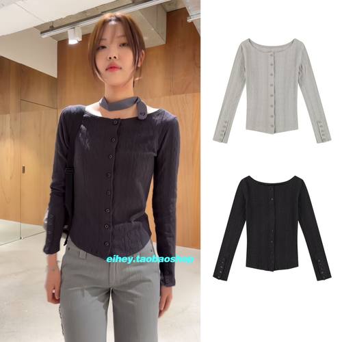 eihey诶嘿newjeans同款日系复古少女机能风修身显瘦长袖T恤开衫女