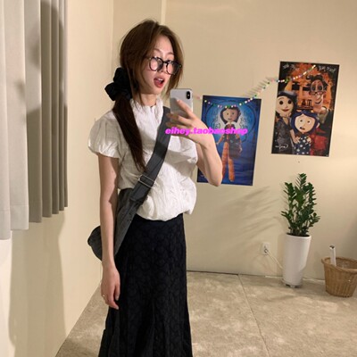 eihey诶嘿韩系轻亚复古蕾丝泡泡袖上衣半高领拉链T恤运动风外套女