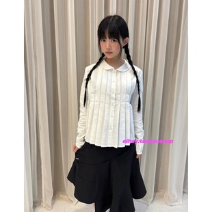 eihey诶嘿日系学院风可爱娃娃领百褶长袖 甜美减龄宽松上衣女 衬衫