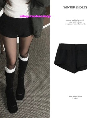 eihey诶嘿26冬季低腰辣妹打底裤毛绒mini短裤女时尚显瘦包臀热裤