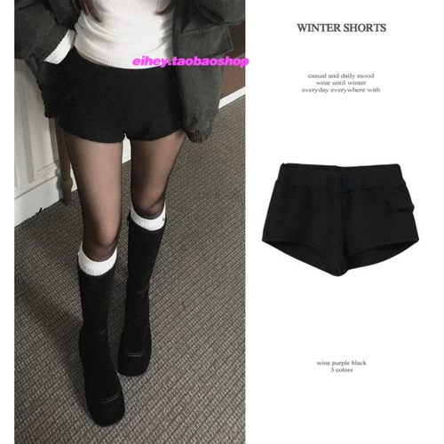 eihey诶嘿25冬季低腰辣妹打底裤毛绒mini短裤女时尚显瘦包臀热裤