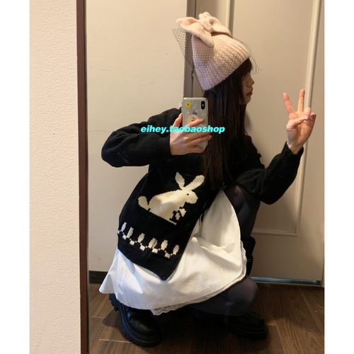 eihey诶嘿拉链黑色毛衣外套女