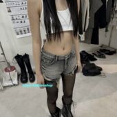 短裤 eihey诶嘿复古港风百搭牛仔短裤 气质辣妹风水洗做旧破洞热裤