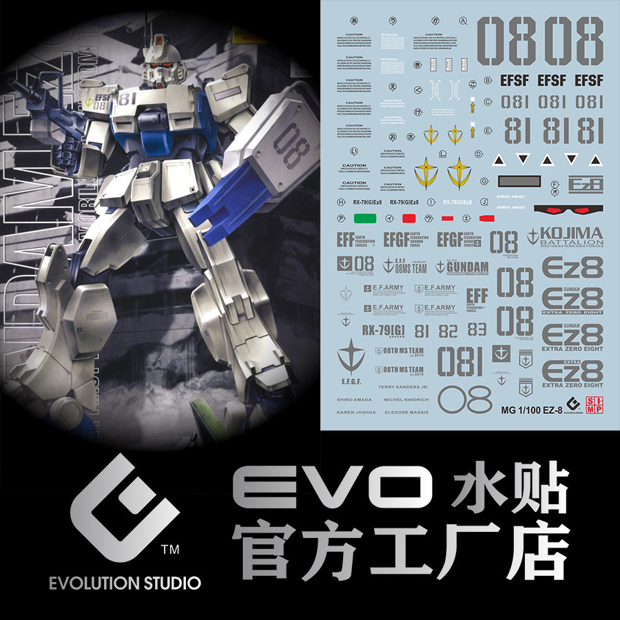 包邮 EVO MG 1:100 Ez-8 陆战型 08MS小队 RX-79 G EZ8 模型 水贴