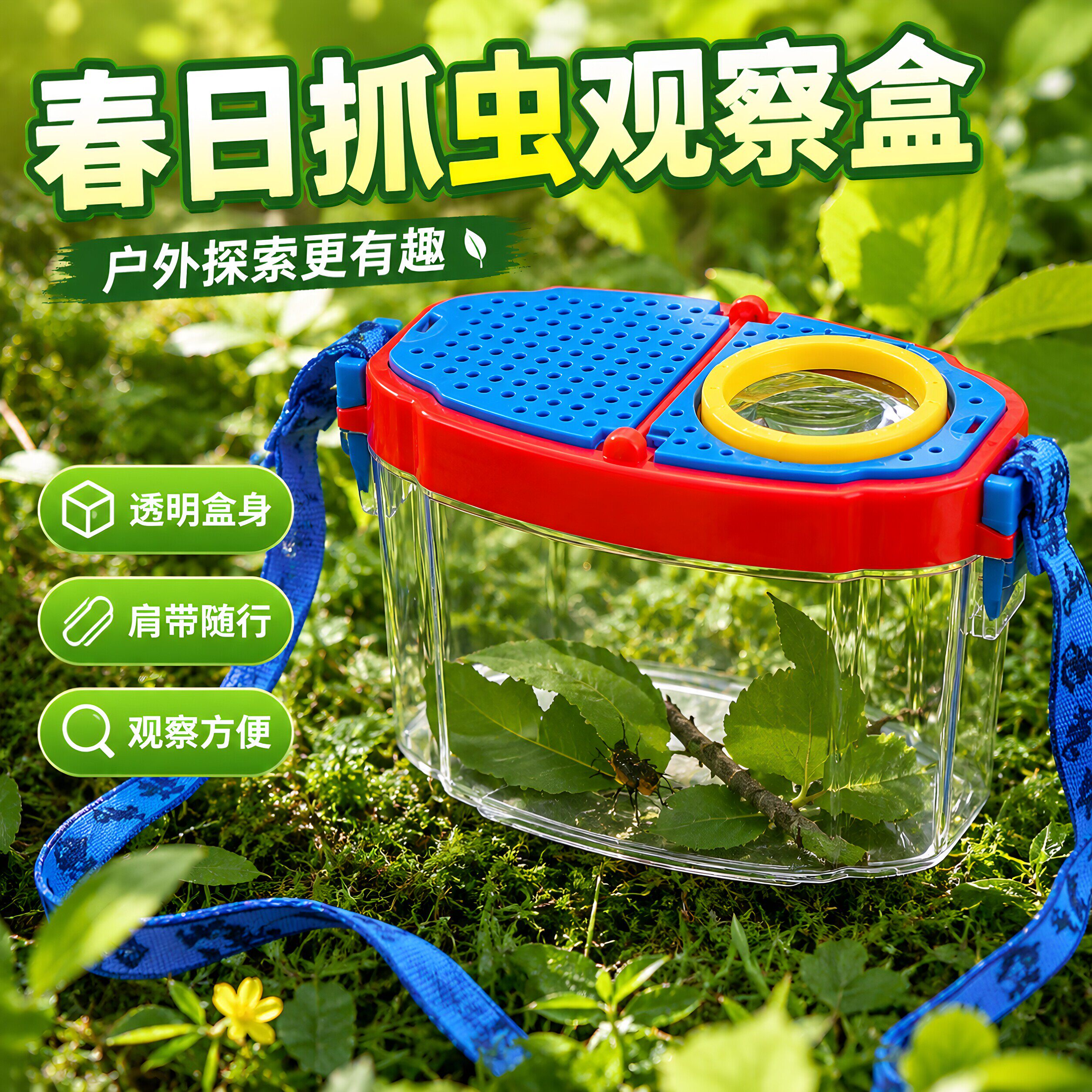 儿童户外探索工具捉蝌蚪捉昆虫儿童养殖小动物盒子加厚昆虫观察盒