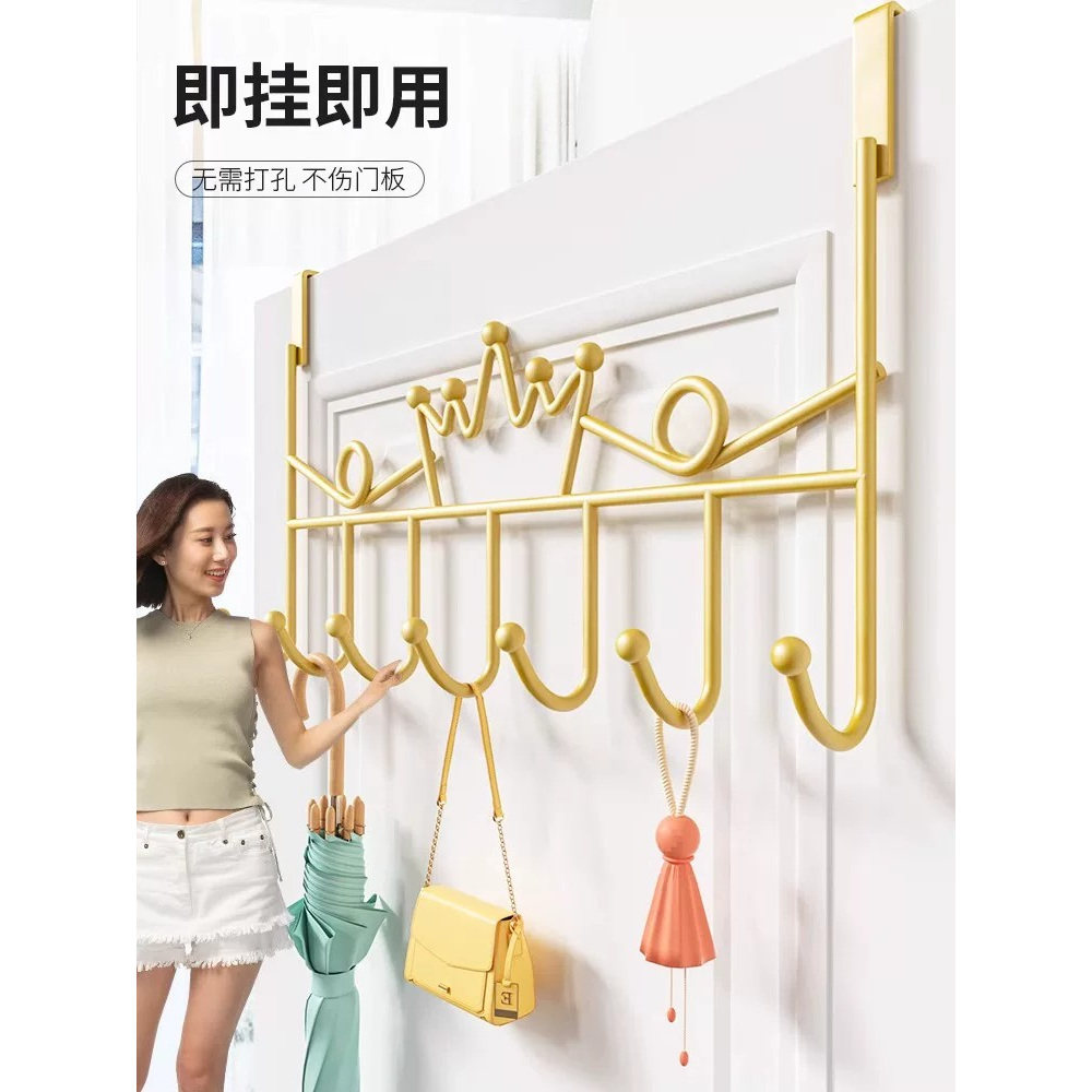 门后挂钩置物架墙上免打孔挂衣钩卧室厨房门上收纳衣帽钩衣服挂架