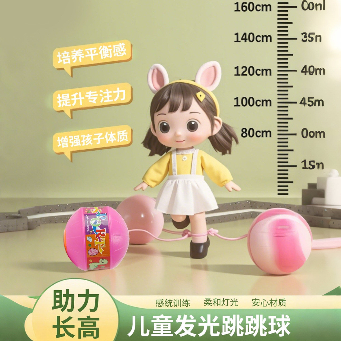 儿童玩具跳跳球闪光甩甩蹦蹦球发光弹力球脚环套脚男女孩弹跳运动