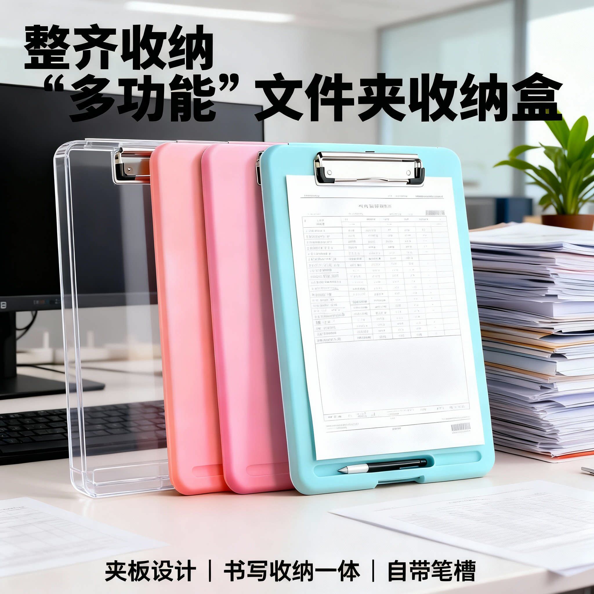 多功能文件夹写字垫板试卷收纳盒小学生专用板夹写字板收纳文件夹