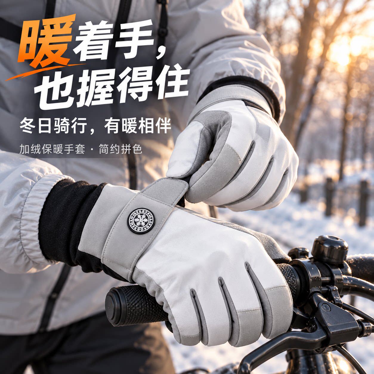 冬季加绒保暖防水防风触屏滑雪手