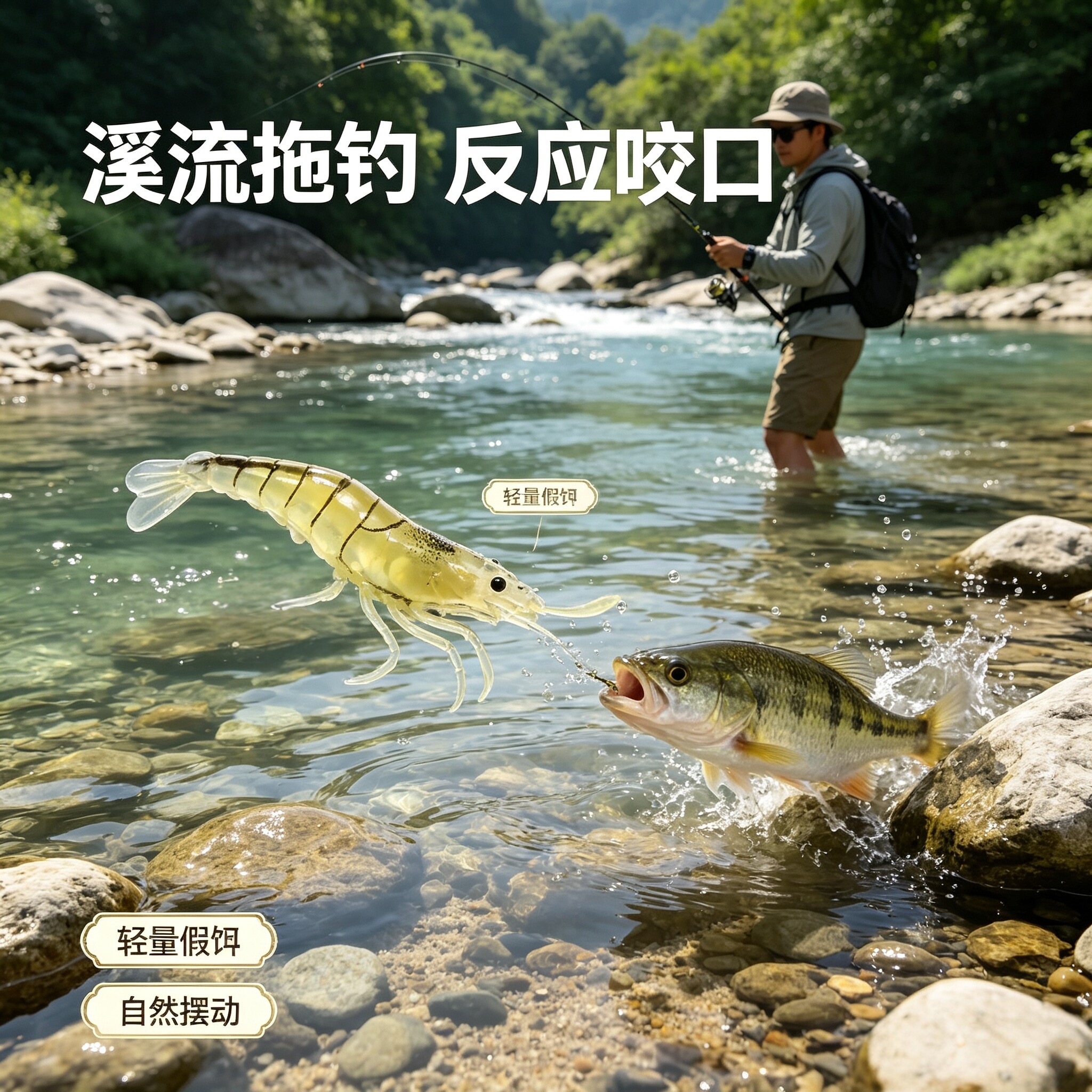 路亚假铒仿真虾夜光带钩软饵