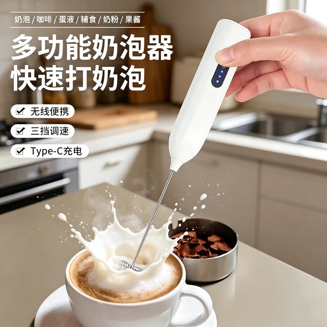 打奶泡器咖啡家用牛奶小型奶油打发器电动搅拌棒打奶器手持搅拌器