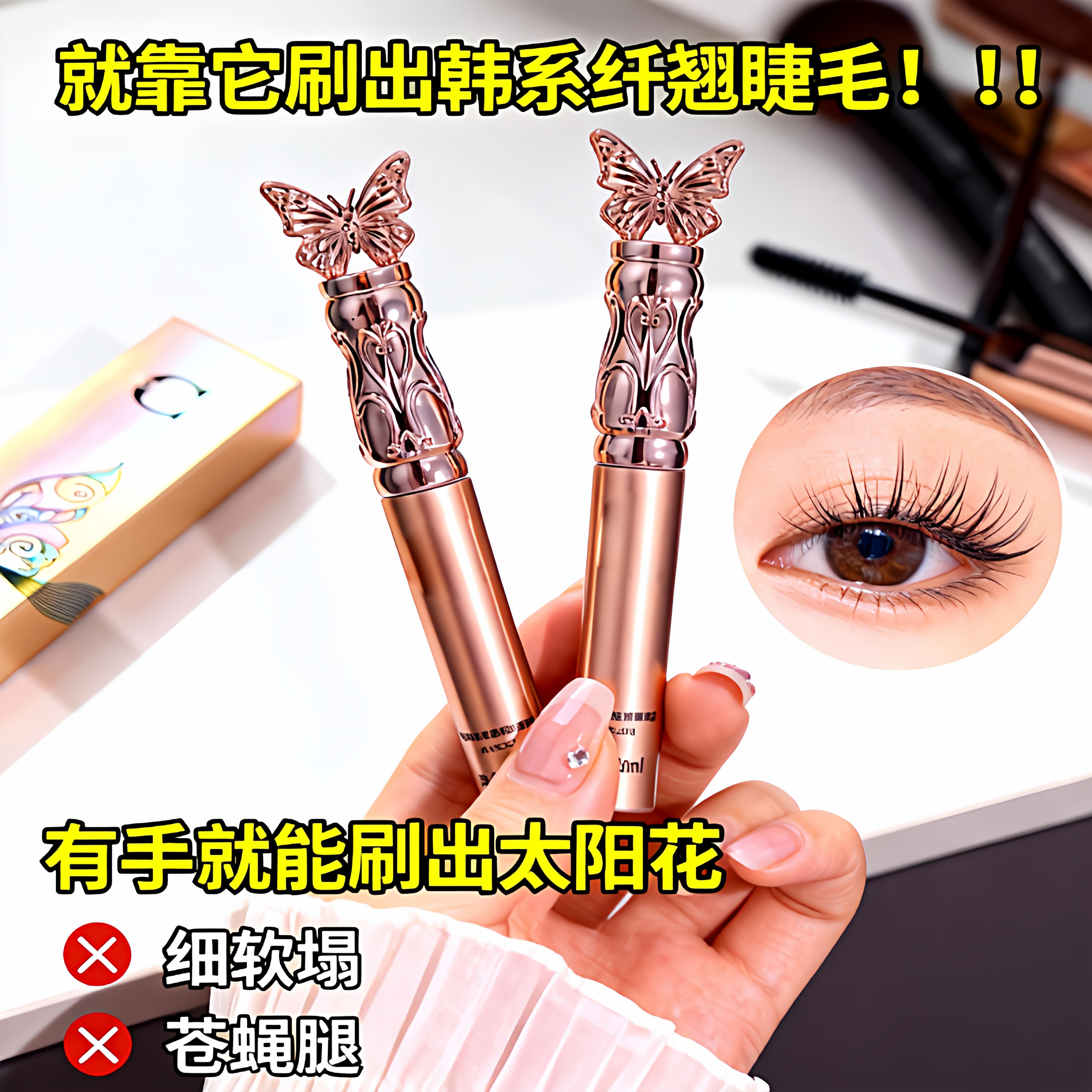 超绝仙女蝶衣鸳鸯纤翘睫毛膏纤长浓密防水持久定型不易晕染睫毛膏