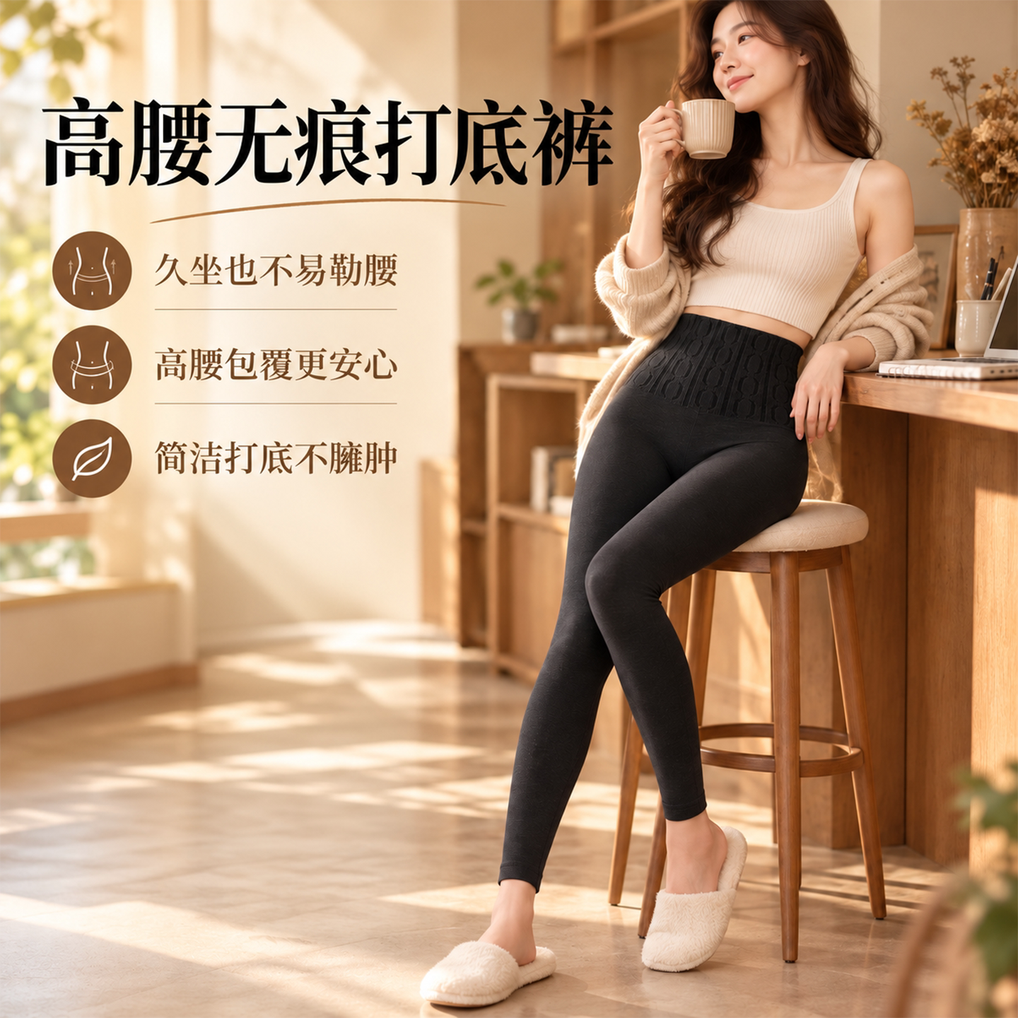 新款高腰无痕打底裤秋冬季女外穿高腰提臀收腹裤保暖显瘦大码长裤