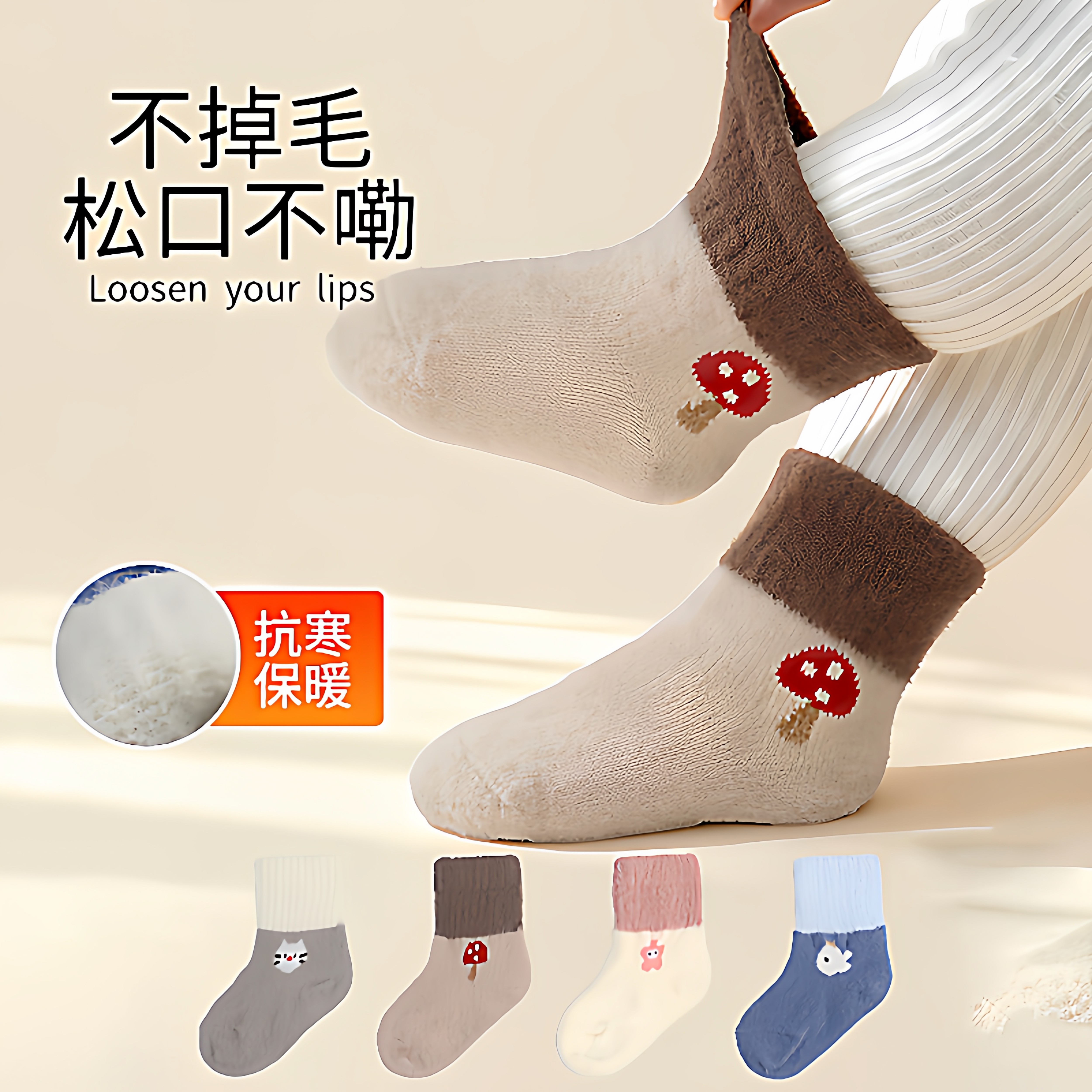 新生婴儿袜子秋冬款加绒加厚0-6月保暖宝宝袜无骨儿童中筒袜不勒,童装/婴儿装/亲子装,儿童袜子(0-16岁),淘宝优惠券,粉丝福利购,淘宝优惠卷