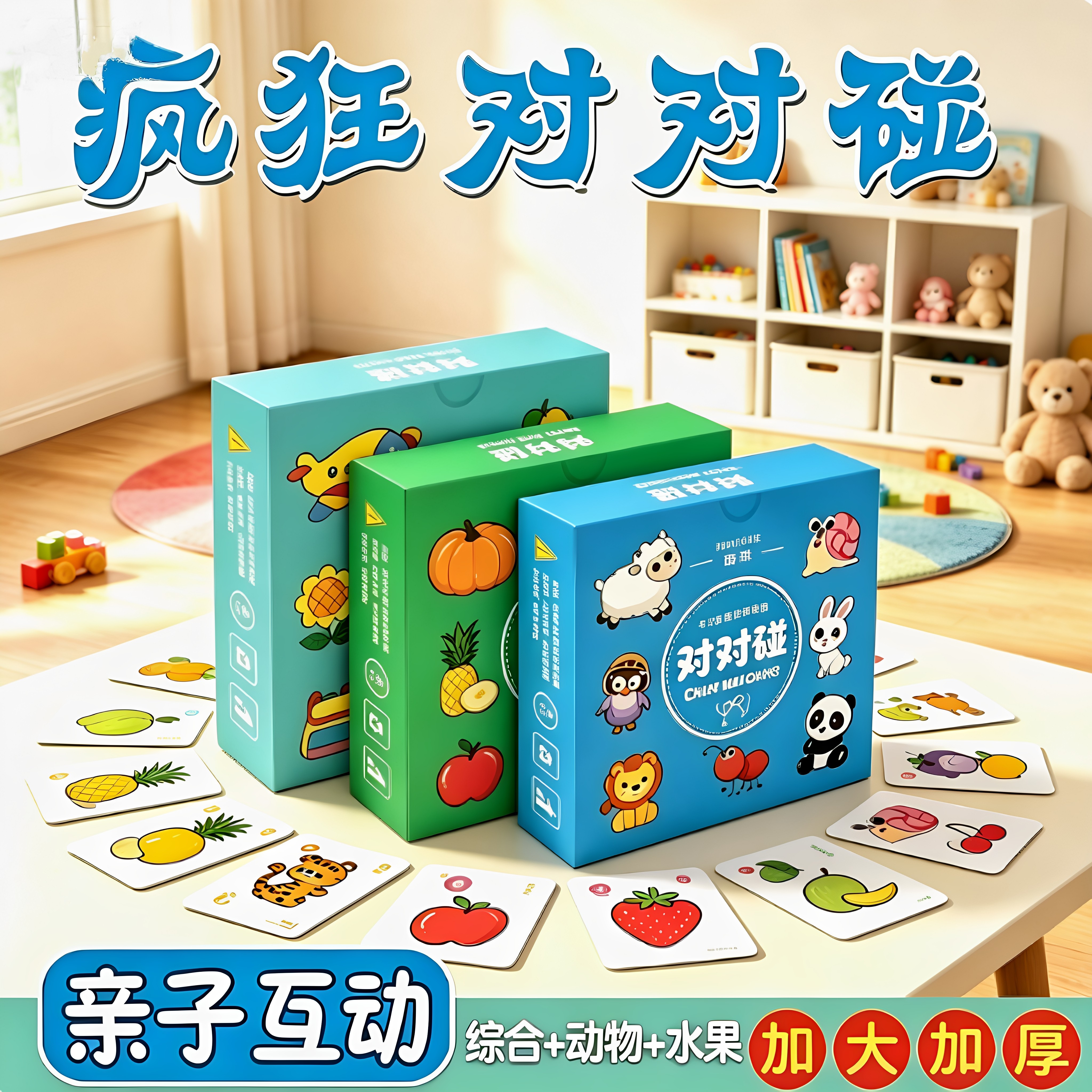 疯狂对对对碰卡片记忆找相同桌游儿童益智训练玩具专注力互动纸牌