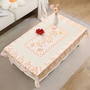 桌布防水防油免洗防烫长方形餐桌布茶几垫塑料台布套客厅烫金桌布