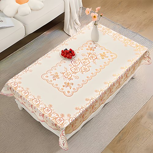 桌布防油免洗防烫长方形餐桌布茶几垫塑料台布套客厅烫金桌布