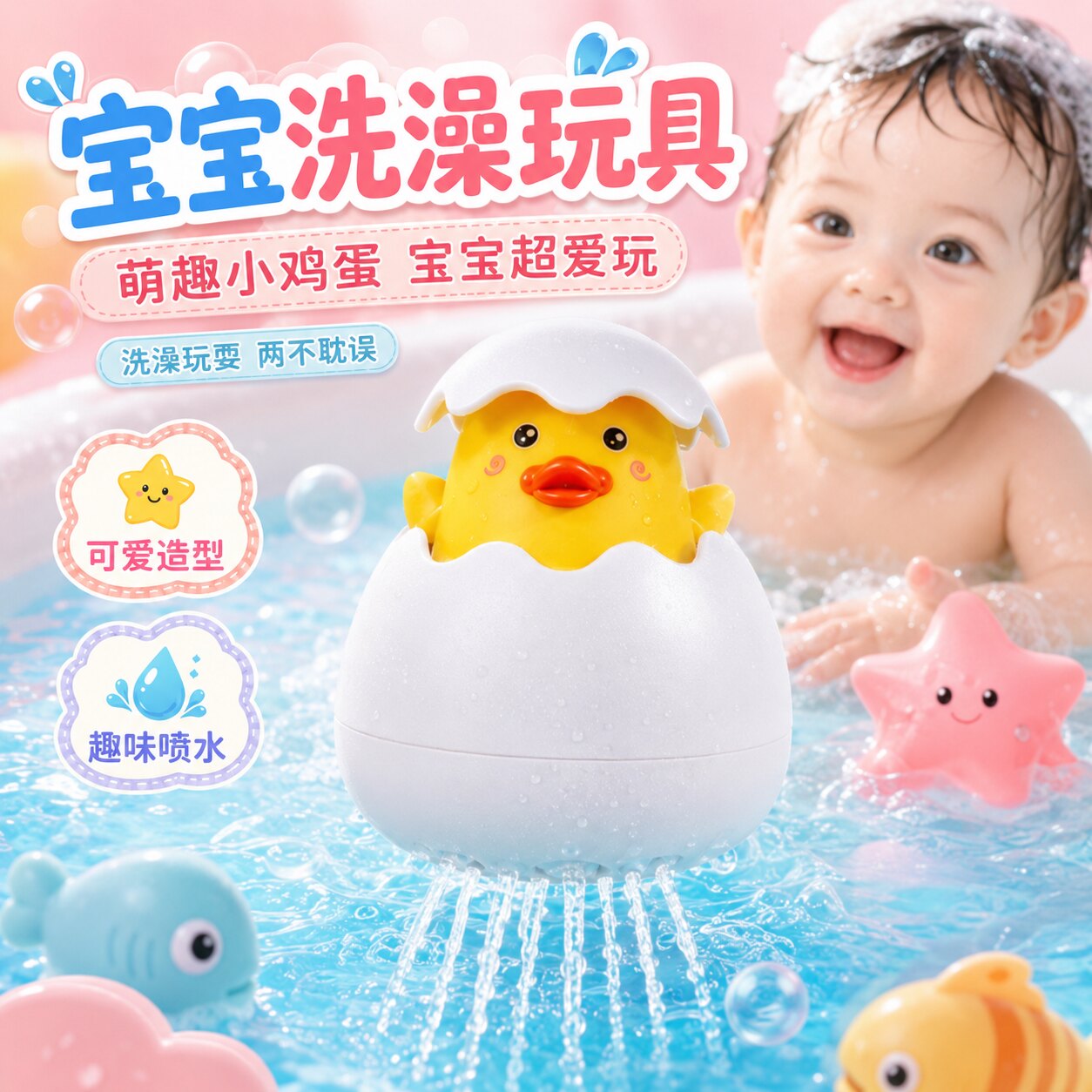 宝宝洗澡小黄鸭喷水玩具